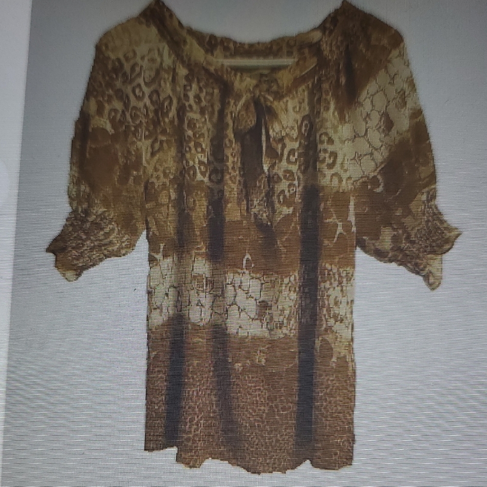 Vintage KerryBrooke Sheer Top With Tie Bow Size Petite L